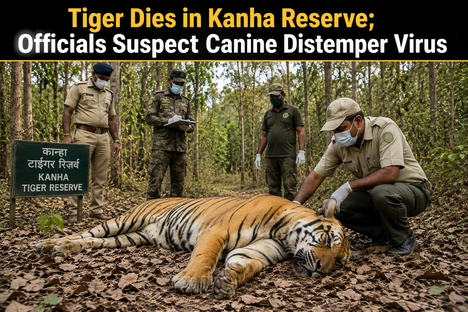 Tiger Dies in Kanha Tiger Reserve; Officials Suspect Canine Distemper Virus 