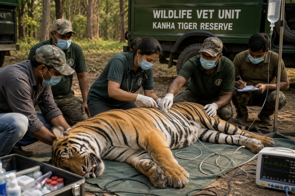 Wildlife Vets Treat Injured Tigers in Kanha Tiger Reserve